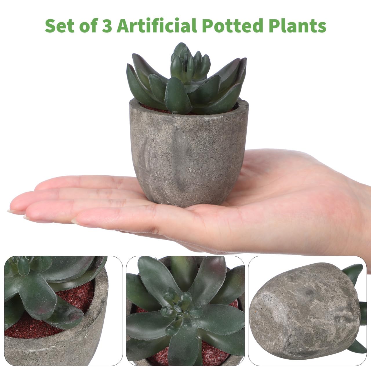 3pcs Faux Succulent Bonsai Cactus Plant Pot Flower Pot Container Plant Bonsai Artificial Simulation Plants with Pots， Gife Idea Decorative
