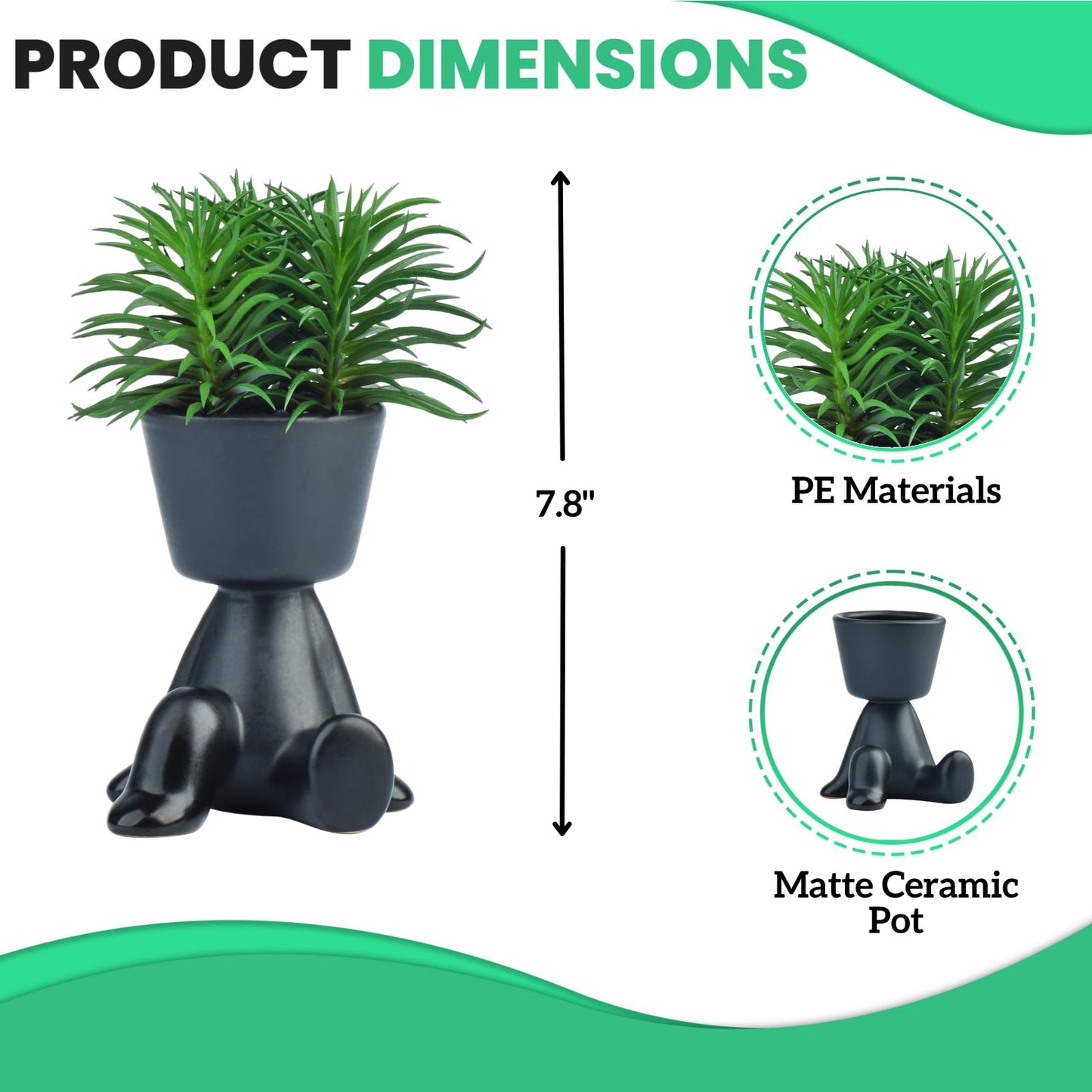 TOPSV Faux Plants Indoor Decor, Artificial Succulents in Pots Small Artificial Plants in Ceramic Pots for Home and Kitchen Decor (Backward Arm Support)