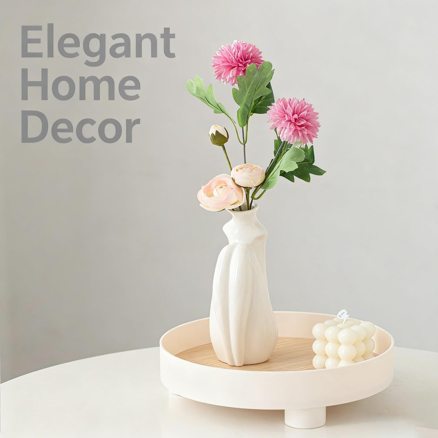 Abstract Body Shaped Ceramic Vase, Artistic White Ceramic Flower Vase for Home Decor, Table Centerpiece, Modern Aesthetic, Sitting Posture 8.27'' H