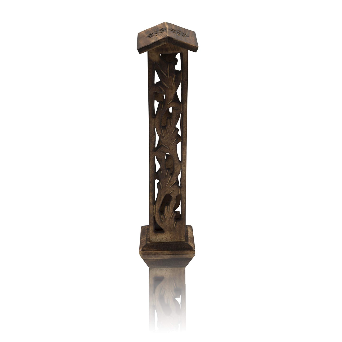Wooden Incense Stick & Cone Burner Holder Tower Large Organic Eco Friendly Ash Catcher Agarbatti Holder Rustic Style Hand Carved for Meditation Yoga Aromatherapy Home Fragrance Products (Natural)