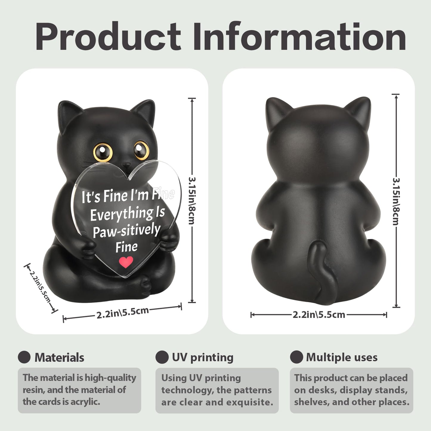FTONENI Funny Black Cat Encouragement Desk Decor, Positive Office Gift for Coworker Teacher Nurse Friend, Motivation Desk Figurine for Team Appreciation - FDD632