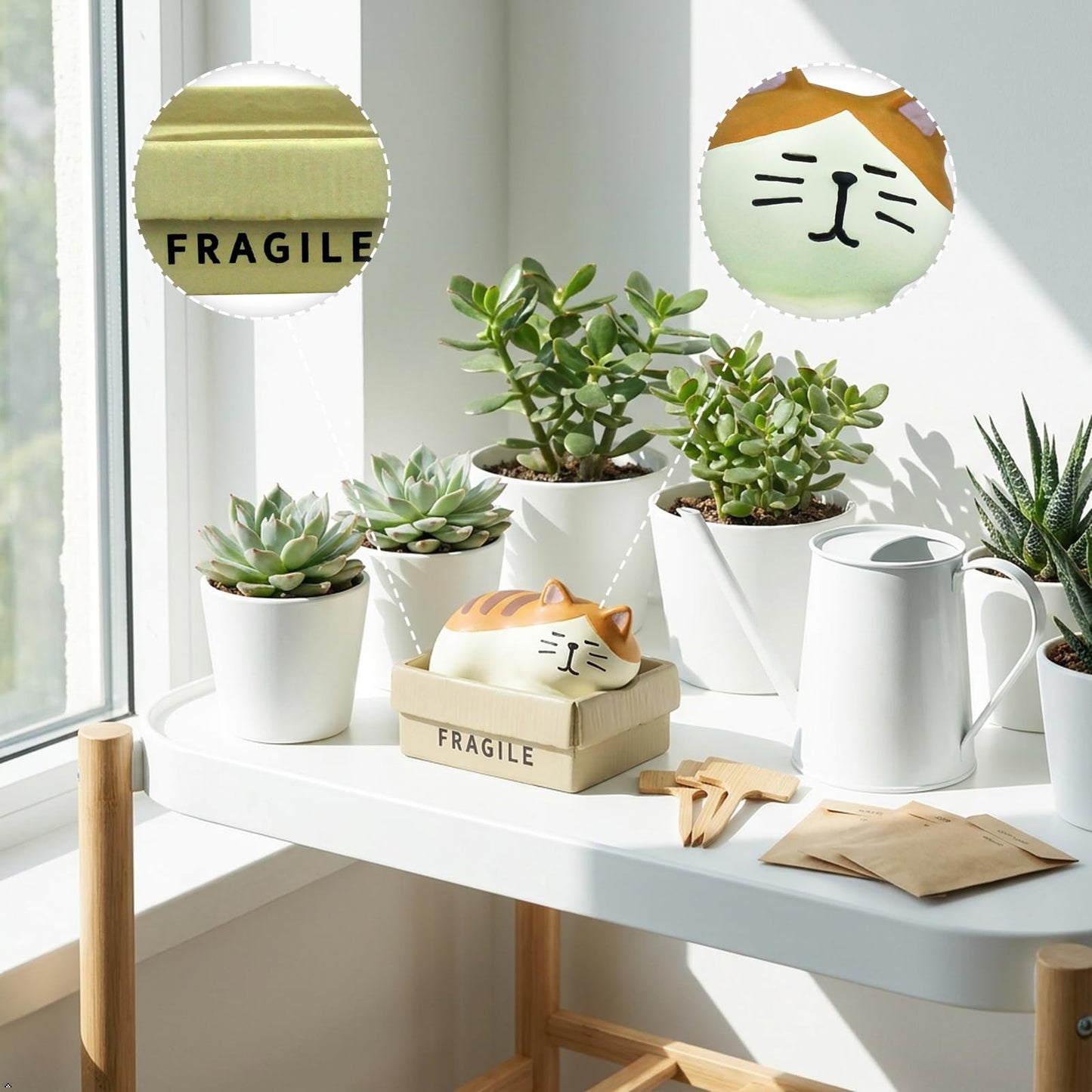 RAQWI Cute Box Cat Figurine Resin Cat for Office, Home Decoration Perfect Cute Cat Gift for Cat Lovers