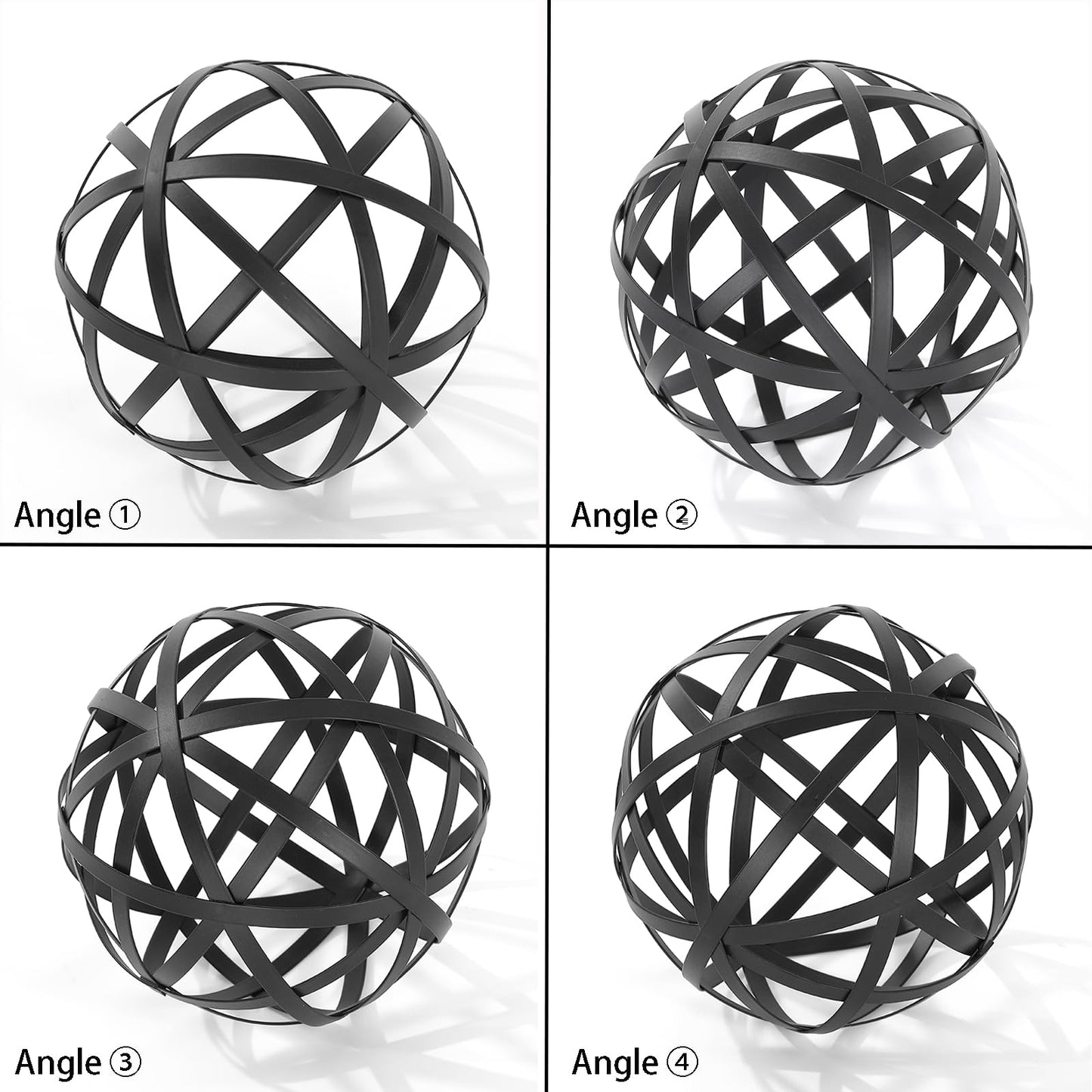 MOCOME 6.2" Black Metal Decorative Sphere - Home Decor Centerpiece & Coffee Table Accent
