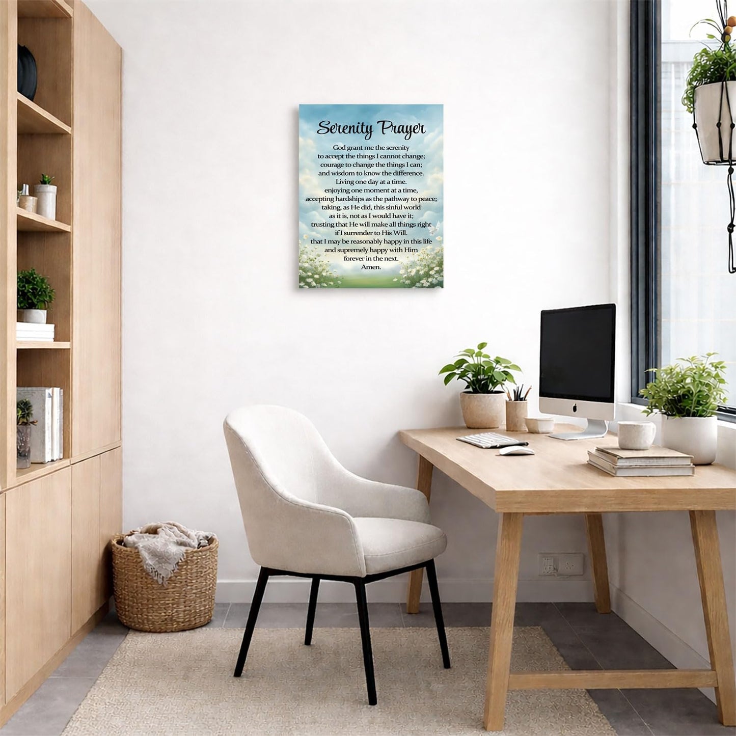 Serenity Prayer Canvas Wall Art God Grant Me the Serenity Decor Bible Verse Poster Religious Inspirational Quote Picture Christian Prints Jesus Painting Gift Framed 8 * 12 Inch