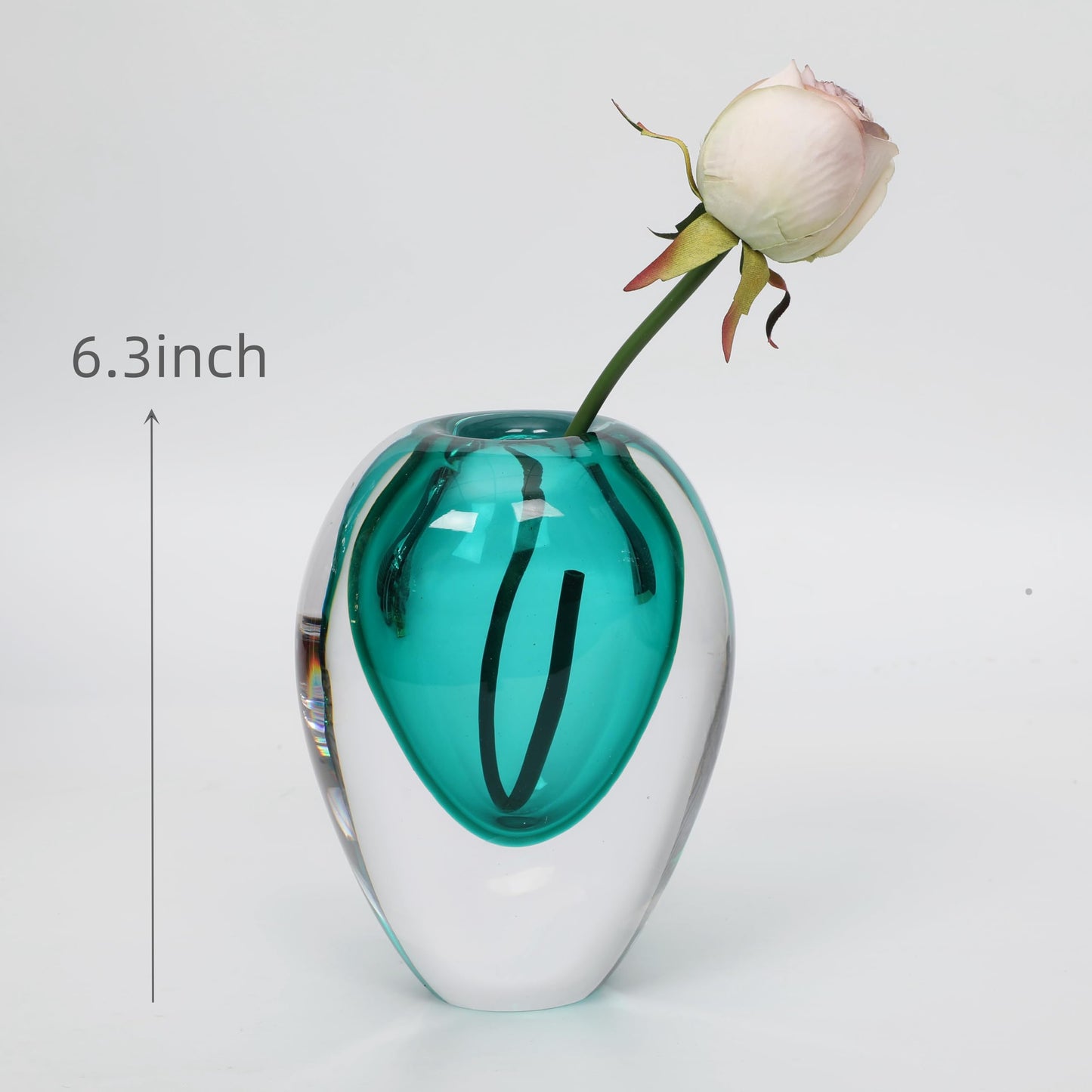 Blue Blown Glass Bubble Vase Collection Modern Art Flower Vase Decoration for Home Decor Living Room Centerpiece Art Vase Decor Room,Living Room,Library,Office（L）