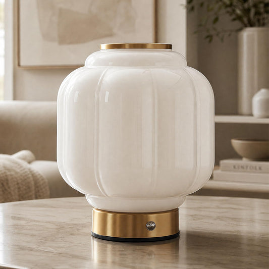 MUSEDS Vintage Milk Glass Mushroom Table Lamp, Cordless Rechargeable Lamp for Bedroom & Nightstand, 4W Dimmable Bedside Light, Small Mid Century Modern Desk Lamp for Living Room & Home Decor