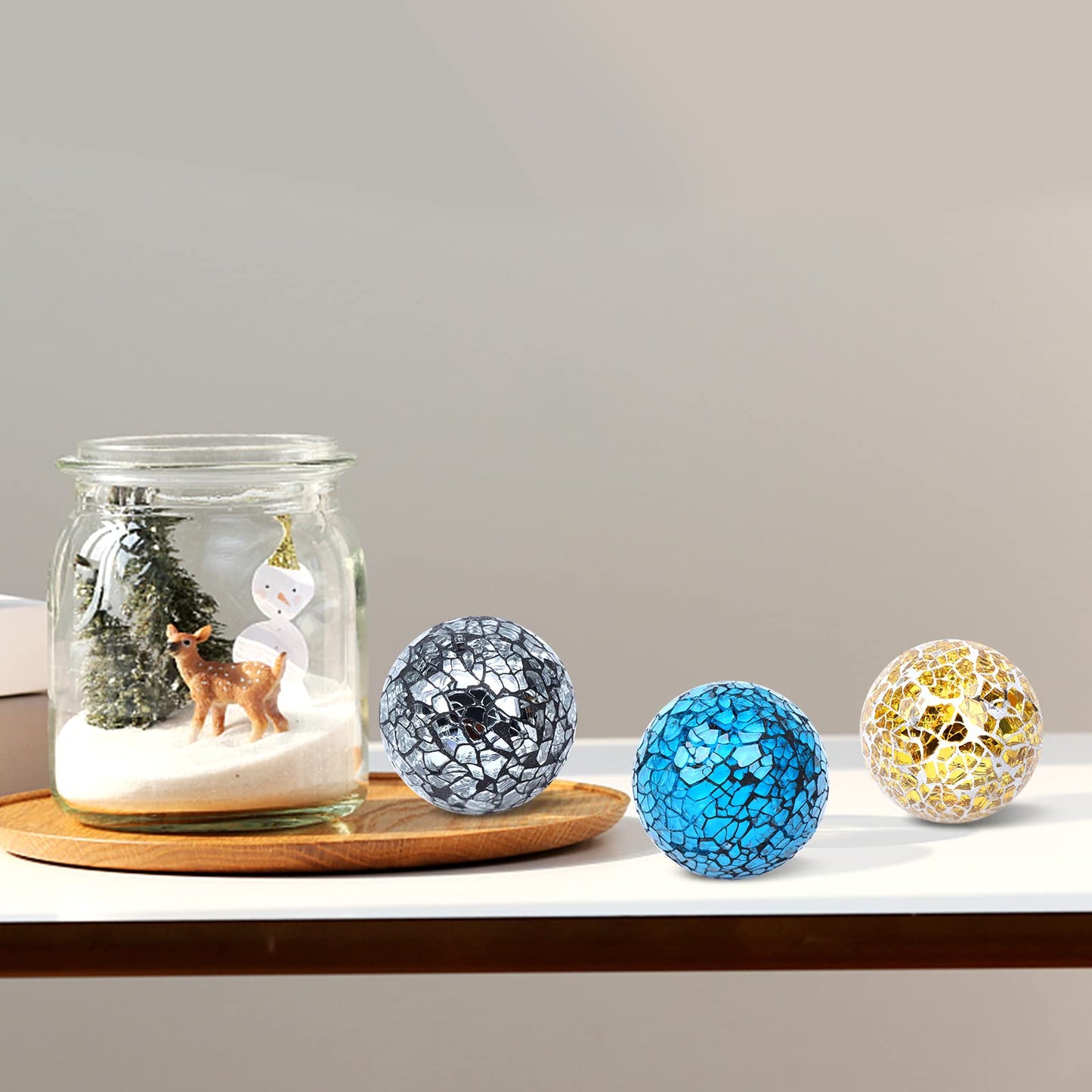 RUIYELE 8 Pieces Mosaic Glass Orbs Balls Mosaic Sphere Glass Globe Decorative Orbs Centerpiece Balls Decorative Glass Balls for Bowls Vases Dining Table Centerpiece Decor