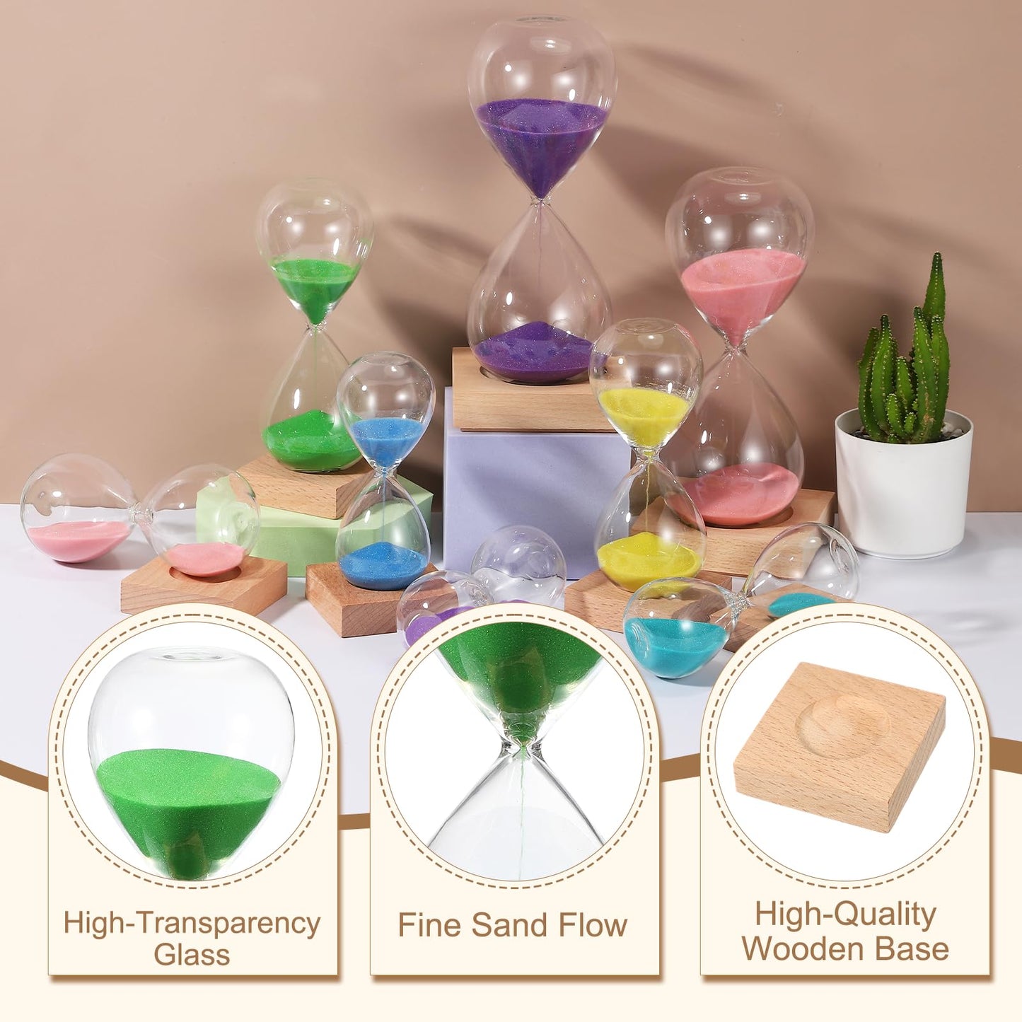 PATIKIL 30 Minutes Sand Timer, Sand Watch with Wood Base Hour Glass Sandglass Timer Clock for Living Room Home Office Restaurant Decoration, Green