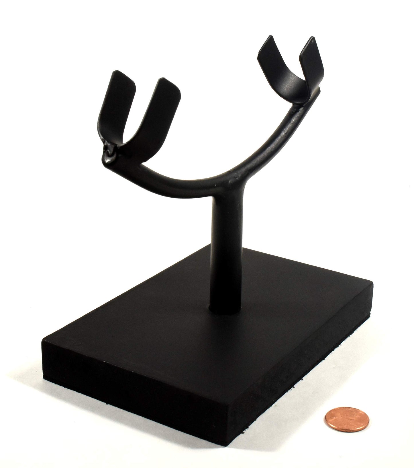 6.2" Display Stand for Slab/Slice/Fossil/Flat Minerals Base for Rocks Minerals and Crystals Black One Arm Two Prong Holder