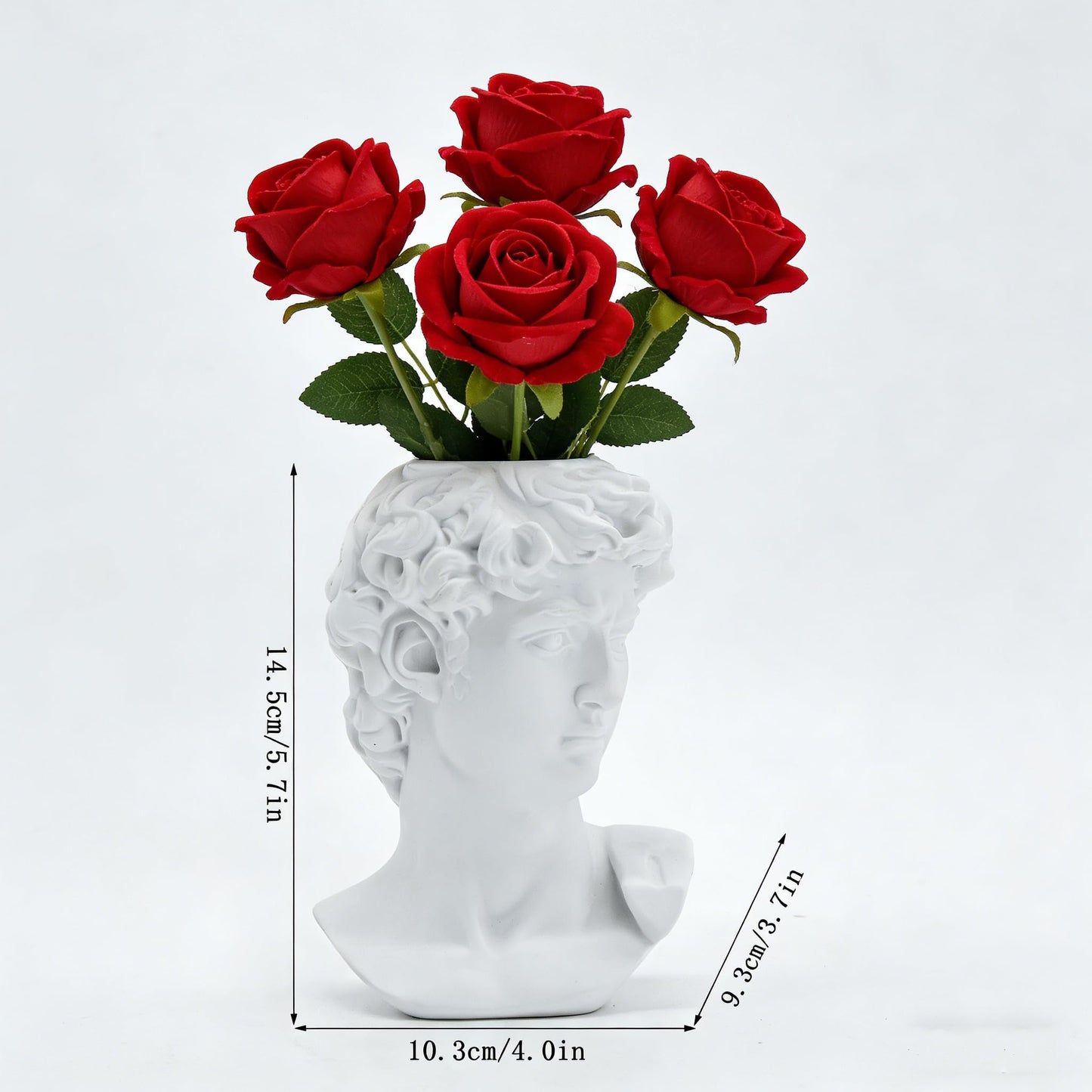 David Head Vase, White Resin Greek Statue Flower Pot, Modern Sculpture Planter Pen Holder, Decorative Bust Vase for Home, Office, Desk, Aesthetic Room Decor