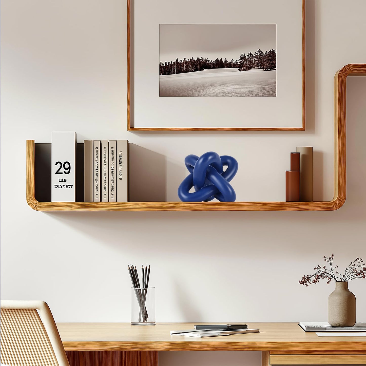 DOVDOV Blue Knot Sculpture, Three Knot Sculptures, Blue Home Decor Accents, Knot Sculptures for Rustic-Style Coffee Tables, Living Room Dining Tables, Entrance Hall Shelves, and Small Decorations.