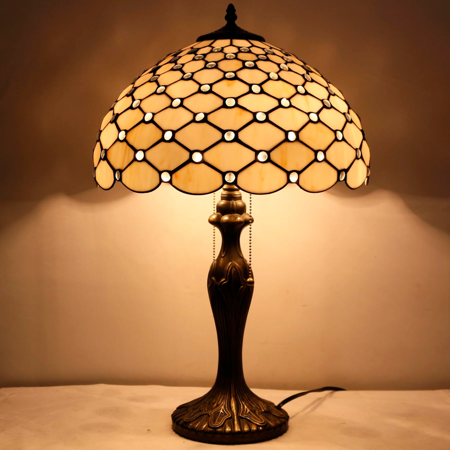 WERFACTORY Tiffany Table Lamp Stained Glass Bedside Lamp Desk Reading Light