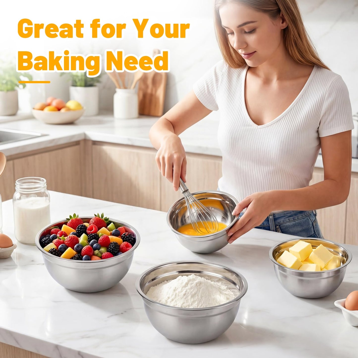 Beasea Mixing Bowls with Lids Set of 3, 1.5 QT Stackable Stainless Steel Mixing Bowls with Black Lids for Baking, Metal Nesting Bowl for Kitchen, Meal Prepping, Cooking and Serving