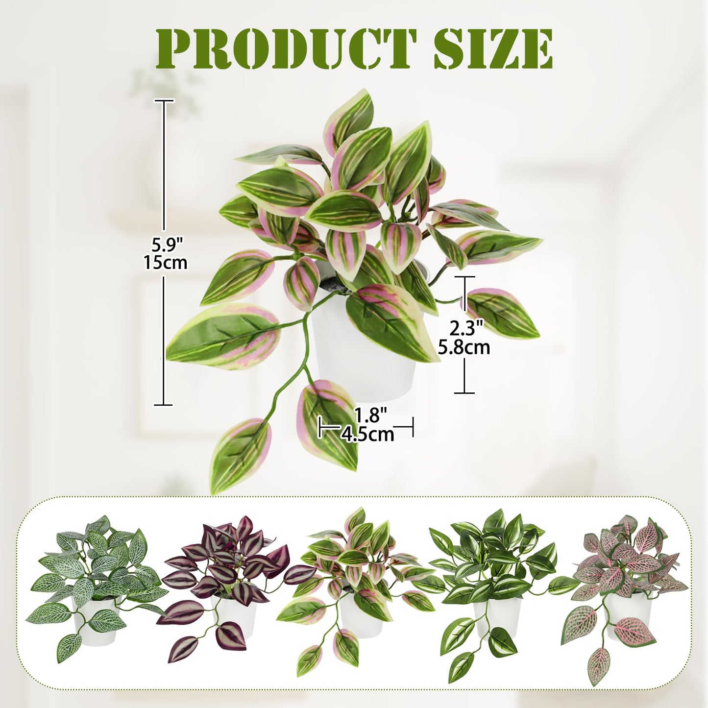 Hollyone Fake Plants 6 Pack Artificial Plants Indoor Faux Plant with White Plastic Pot Small Fake Potted Plant for Home Aesthetic Living Room Bathroom Desk Shelf Office Decor