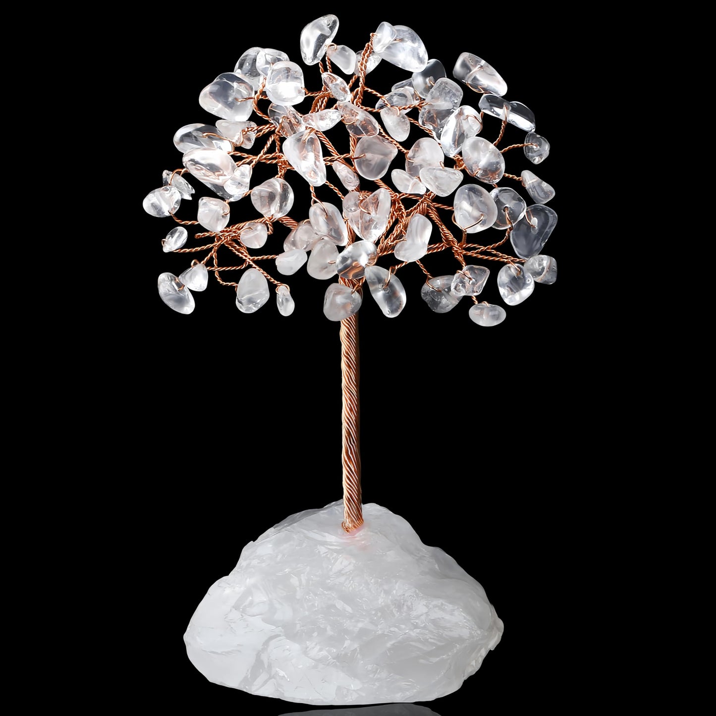 YATOJUZI Natural Clear Quartz Crystal Tree Office Desk Decor Cubicle Decorations Meditation Accessories Money Fengshui Trees of Life Gifts for Women 3.93"-4.52"