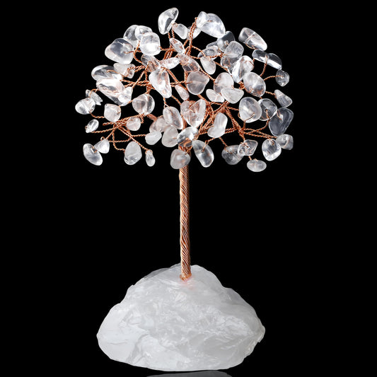 YATOJUZI Natural Clear Quartz Crystal Tree Office Desk Decor Cubicle Decorations Meditation Accessories Money Fengshui Trees of Life Gifts for Women 3.93"-4.52"