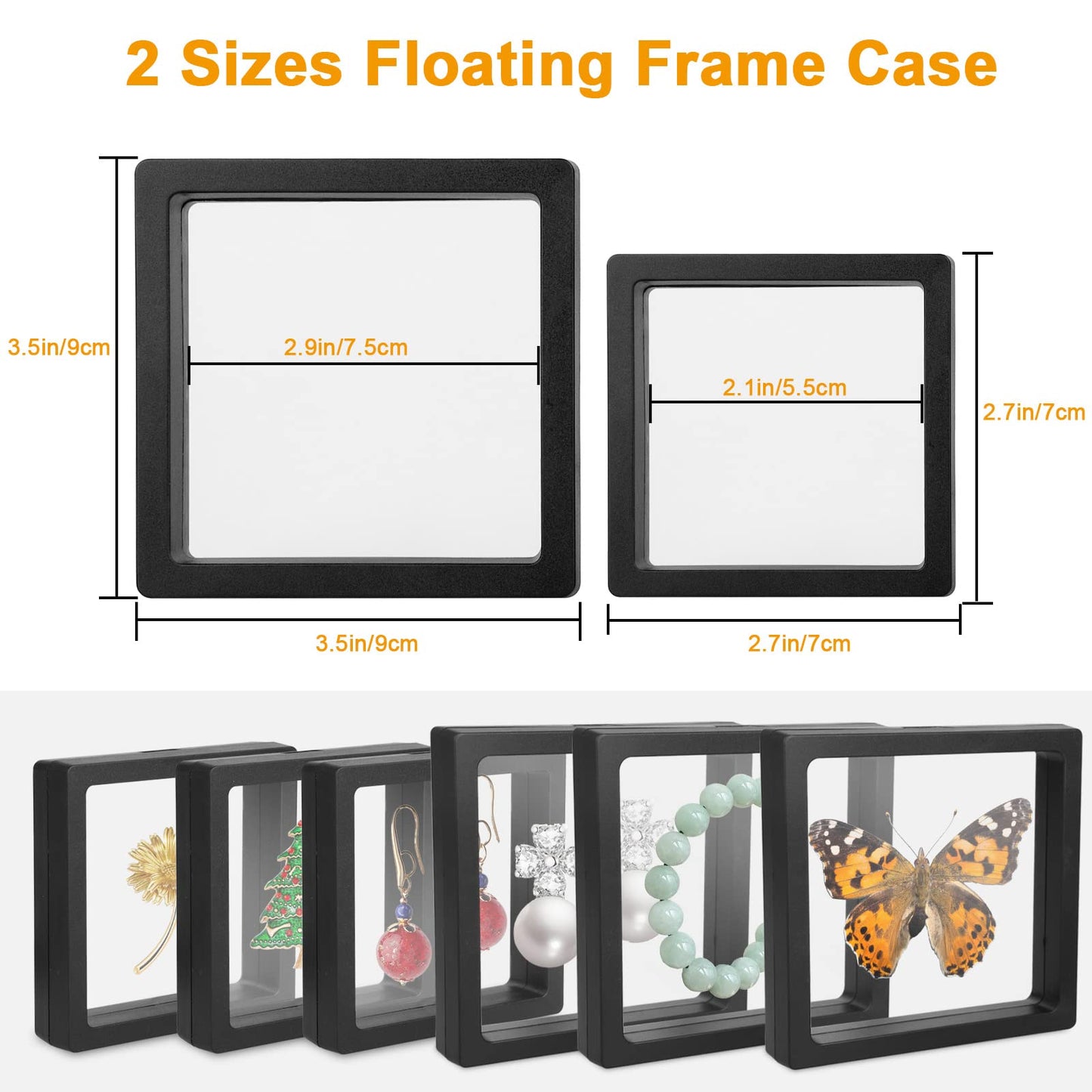 Linkstyle 10PCS 3D Floating Frame Display Stand, Challenge Coins Display Holder Case, Jewelry Specimen Medallions Storage Box Suspension Frame