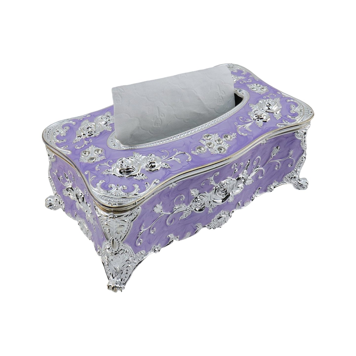 HEVSTIL Rose Tissue Box Holder –Purple Stylish Black Bling Acrylic Tissue Cover | Decorative Tissue Box for Bathroom, Bedroom & Office