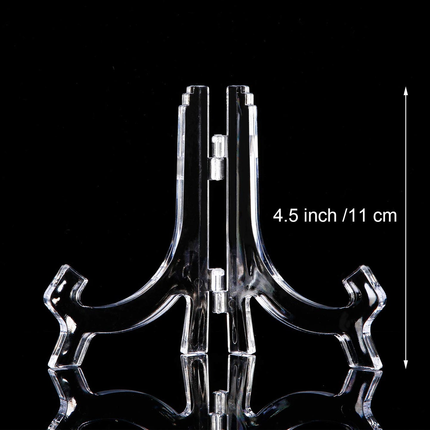 HESTYA 8 Pcs Clear Acrylic Easels Plate Stands Holders to Display Pictures or Other Items for Display Decoration (4.5 Inch)