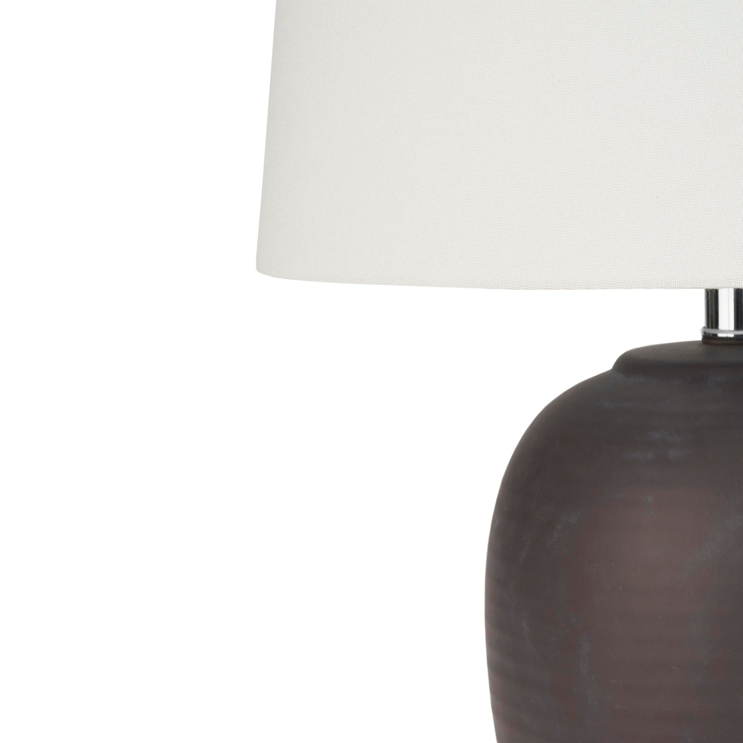 Nourison Home 23" Dark Purple Distressed Ceramic Pot Table Lamp for Bedroom, Living Room, Dining, Office, with White Shade