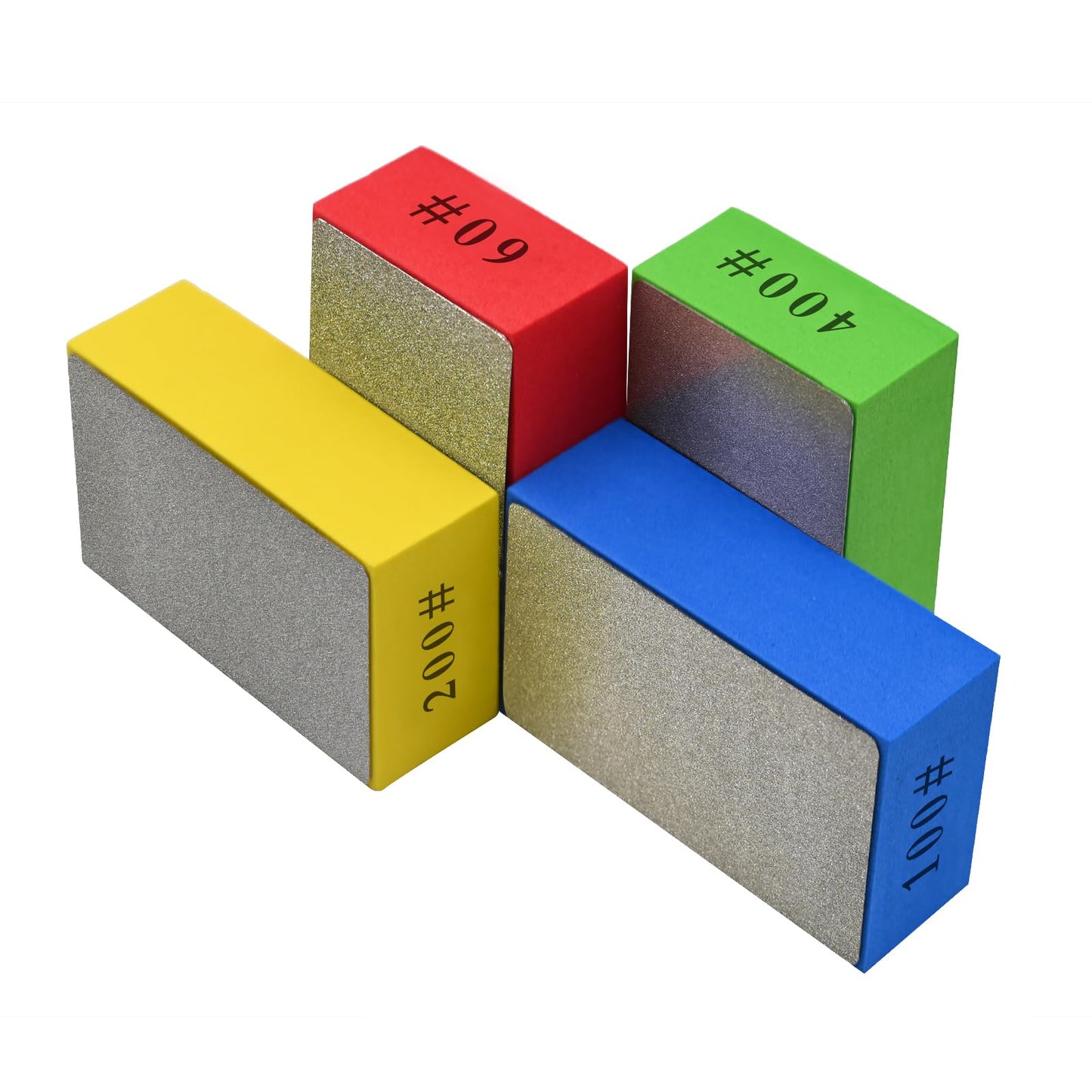 4pcs Diamond Hand Polishing Pads, Diamond Sanding Pads 60#,100#,200#,400# for Ceramic Tile Glass Grinding,Plane Sanding Blocks Polishing