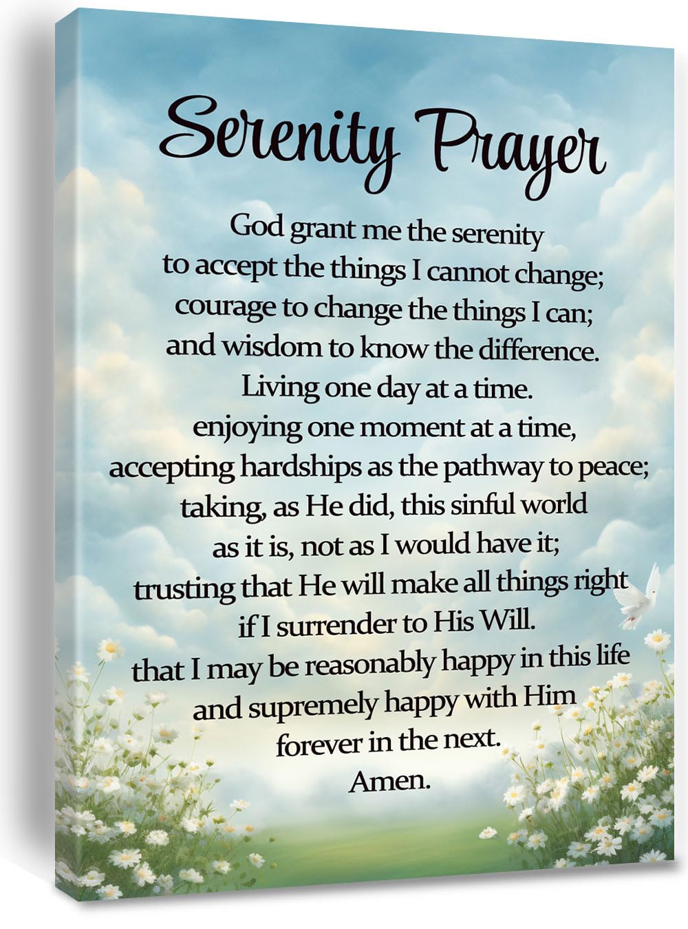Serenity Prayer Canvas Wall Art God Grant Me the Serenity Decor Bible Verse Poster Religious Inspirational Quote Picture Christian Prints Jesus Painting Gift Framed 8 * 12 Inch