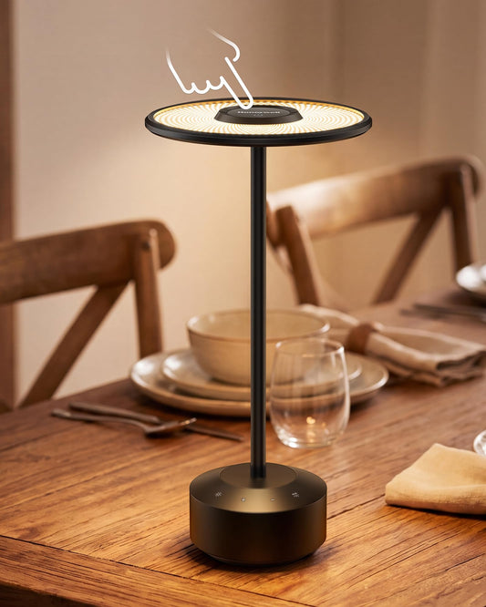 Honeywell Rechargeable Cordless Table Lamp, 5000mAh Battery Operated Accent Lamp, Touch Dimmable Portable Light with 4 Color Temperatures for Dining Table, Nightstand, Living Room, Restaurant