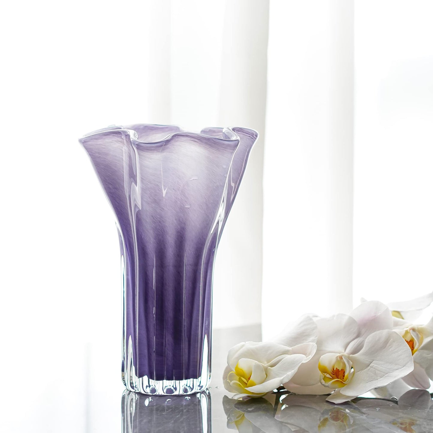 Hand Blown Glass Vase for Flowers Crystal Vases for Bouquet Home Decor Decorative Centerpieces Unique Gift for Christmas Valentines Day Birthday Housewarming Mothers Day