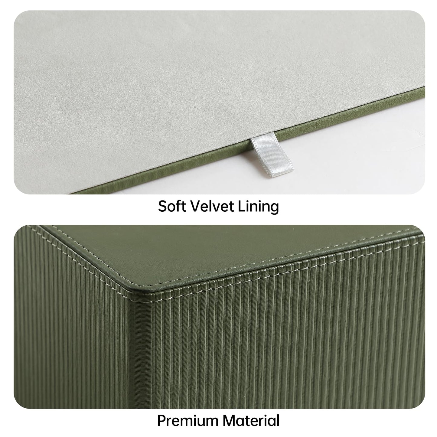 Cretkhp PU Leather Tissue Box Cover Rectangle with Magnetic Closure, Modern Tissue Box Holder for Bathroom NightStands Livingroom, Decorative Tissue Holder for 120(3-Ply)/160(2-Ply) Tissue Box (Green)