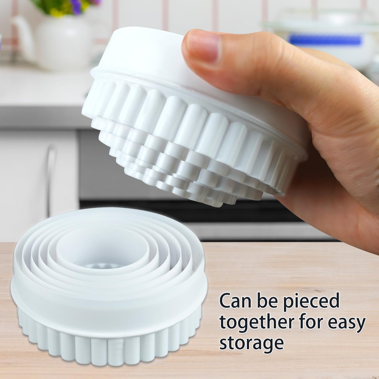 KFAREJGOAE 12 Pieces Display Stands for Pyrex Round Bowls Risers for Pyrex Bowls Stacker Stacking Rings for Cabinet White