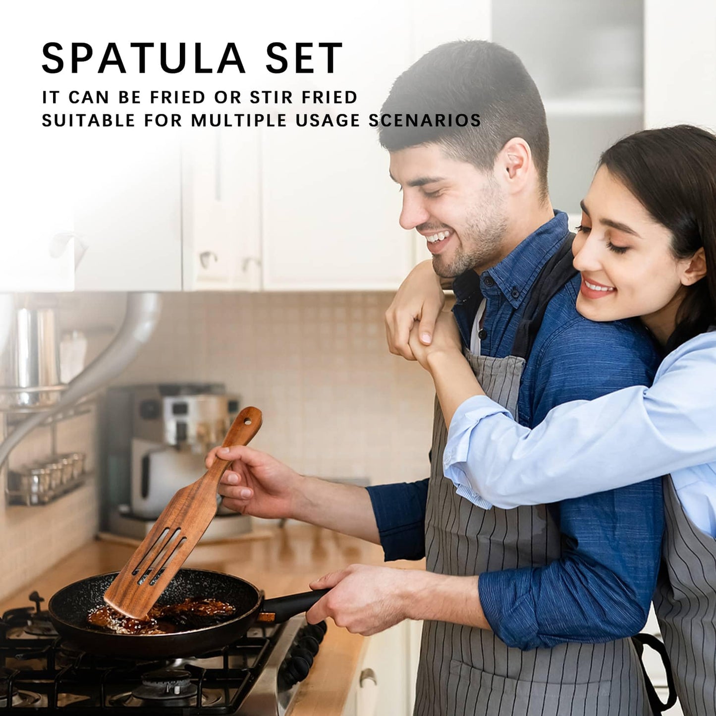Hefild Wooden Spatulas for Cooking Set of 5, Teak Spatula Set with Ergonomic Handles, Nonstick Safe Wooden Spoons for Cooking, Wood Utensil Set for Kitchen, Smooth Handcrafted Wood Spurtle