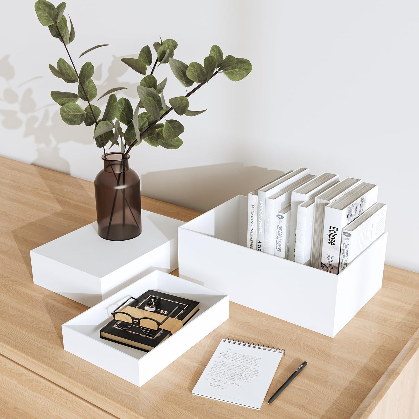 Laumffon Oversized Buffet Risers, Food Display Stand for Catering Dessert Collectibles Jewelry Figures Show, White Acrylic Cuboid Display Nesting Risers with Hollow Bottoms, Cuboid, 6 Pcs, 10x12x14