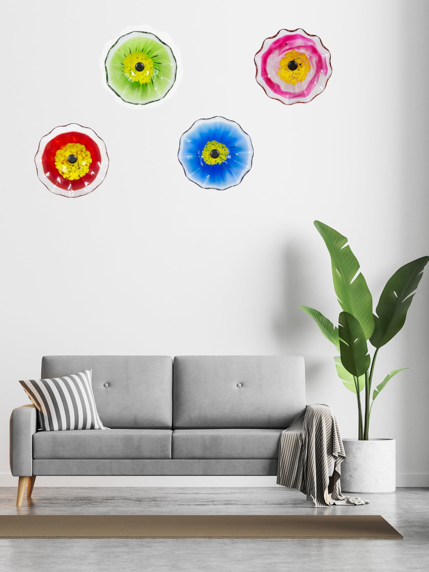 Dale Tiffany AW23138-D9 Fiore Bloom Hand Blown Flower Art Glass with Wall Mounting Bracket, Blue, 9-Inch Diameter