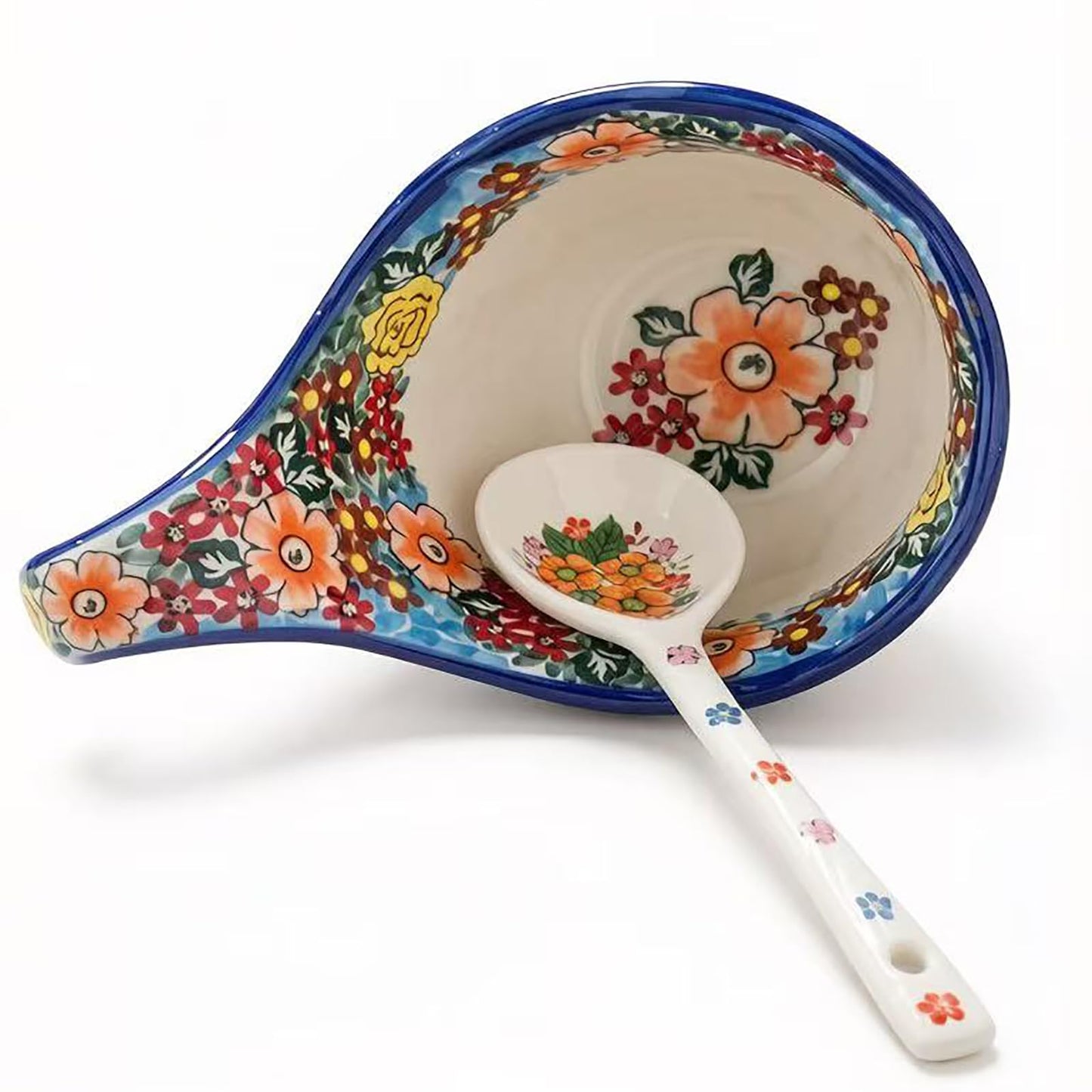 OZY Handpainted Soup Bowl with Handle,Ceramic Cereal Bowl Great for Soup, Ice cream, Fruits,Snack,Microwave &Dishwasher Safe (Dark Blue)