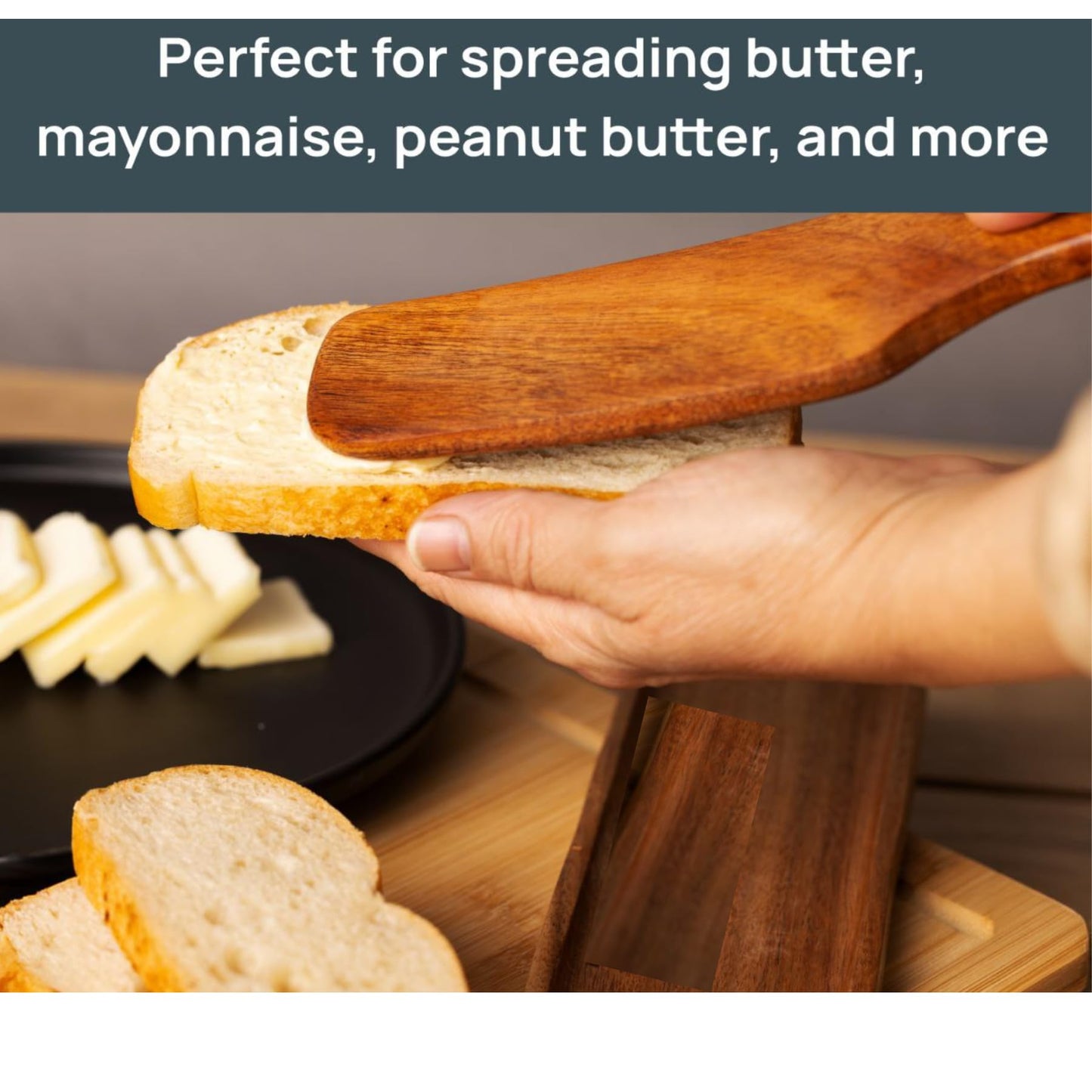 Wooden Spatula - 5Pcs Teak Wood Spurtle Utensils Set – Non Toxic Spatula - Spurdle with Rest - Heat-Resistant – Spurtle for Sourdough Starter - Mixing, Cooking, Serving Spoon- NonStick - A Gift
