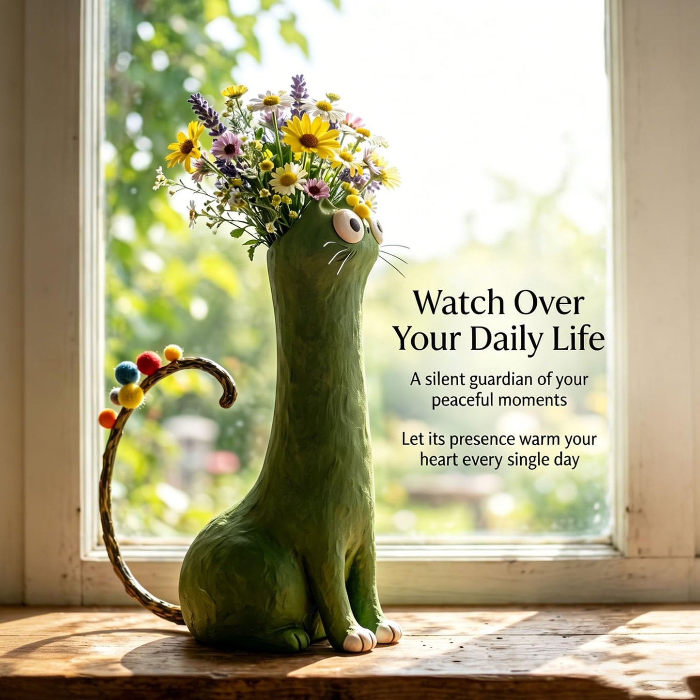 Andcrafted Quirky Cat Vase, Desk Ornament Gift for Cat Lovers, Features an Expressive Face and Playful Pose, Whimsical Kitty Planter for Small Flowers