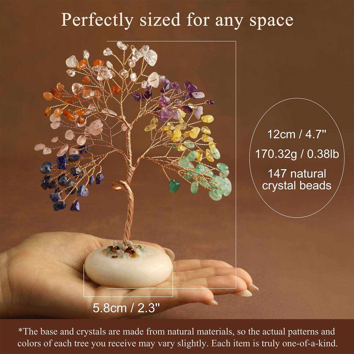 Rose Quartz Crystal Trees of Life for Home Office Desk Decor, Bonsai Tree, Chakra Healing Crystals for Positive Energy Money Good Luck Spiritual Handmade Birthday Gifts for Women Mom