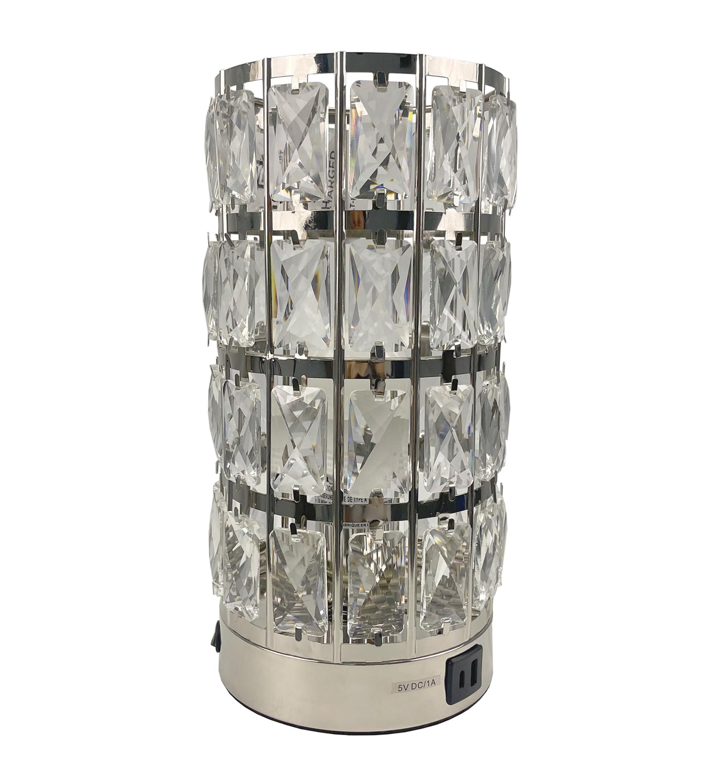 Jposbeam Cylinder Crystal Table Lamp,K9 Crystal,Triangular Prism, USB Charging,Includes LED Bulbs