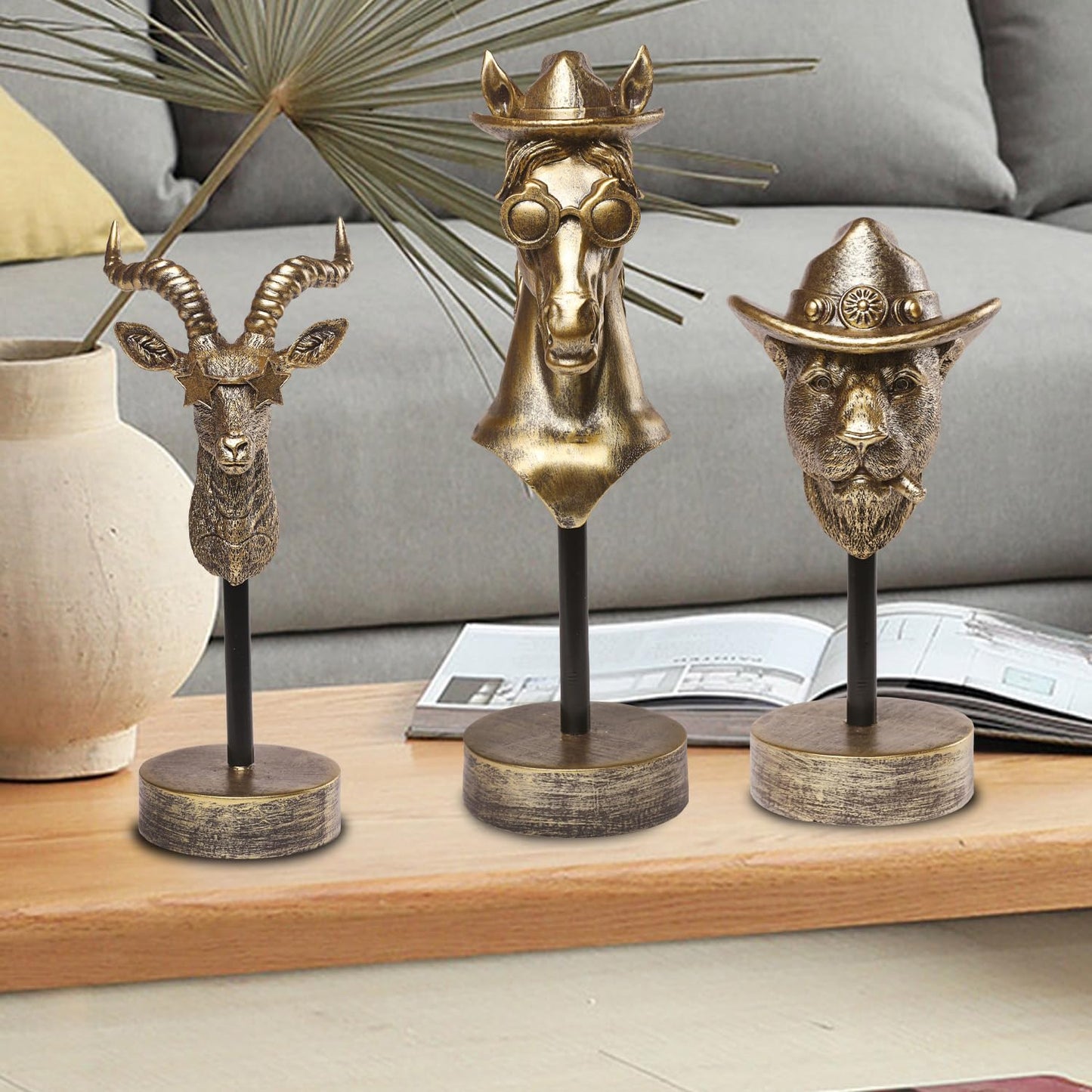 Newinhome Handcrafted Resin Sculpture -(3 PCS) Modern Home Decor Accent, Trending Living Room & Office Decor, Elegant Tabletop & Shelf Decor for Desk, Bookshelf, Nightstand - Unique Gift Idea