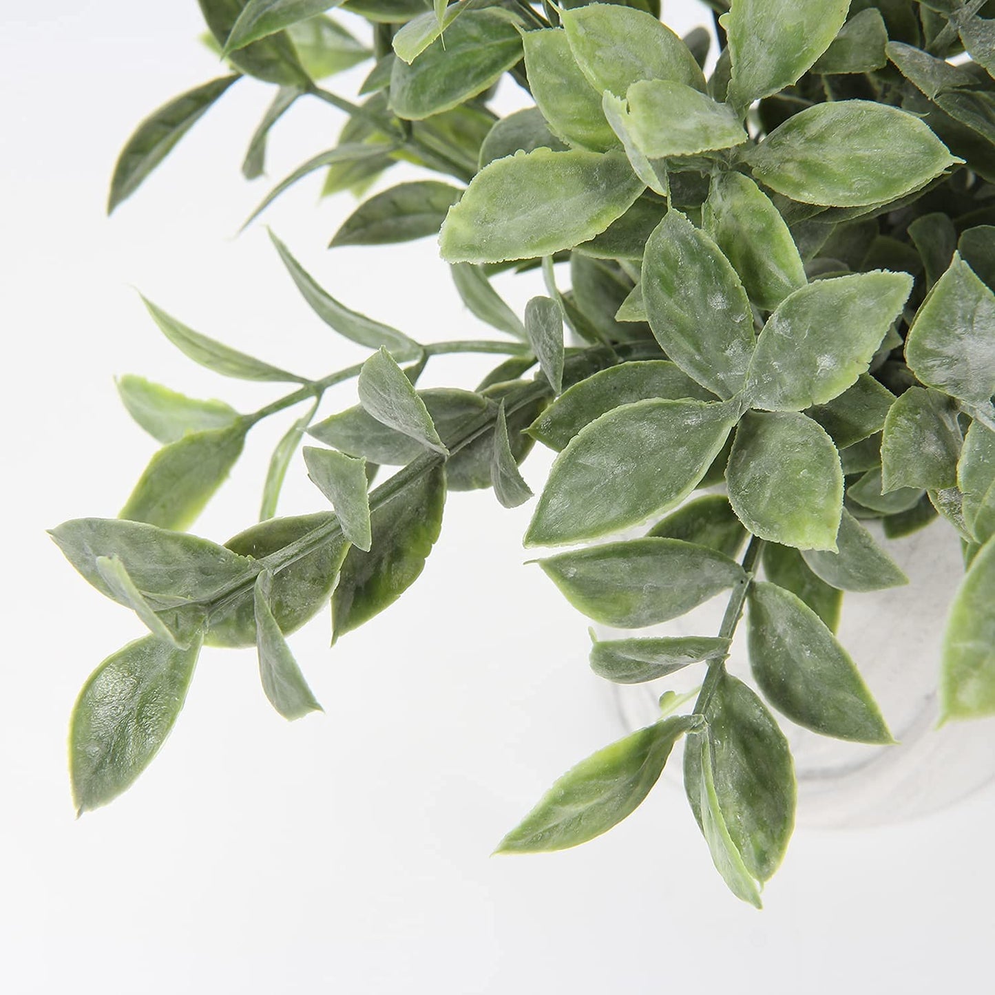 Hollyone Mini Artificial Potted Plants Fake Plants in Marble Pots, 1Pcs Plastic Eucalyptus Greenery Faux Plants for Home Office Desk Room Centerpiece Shelf Décor