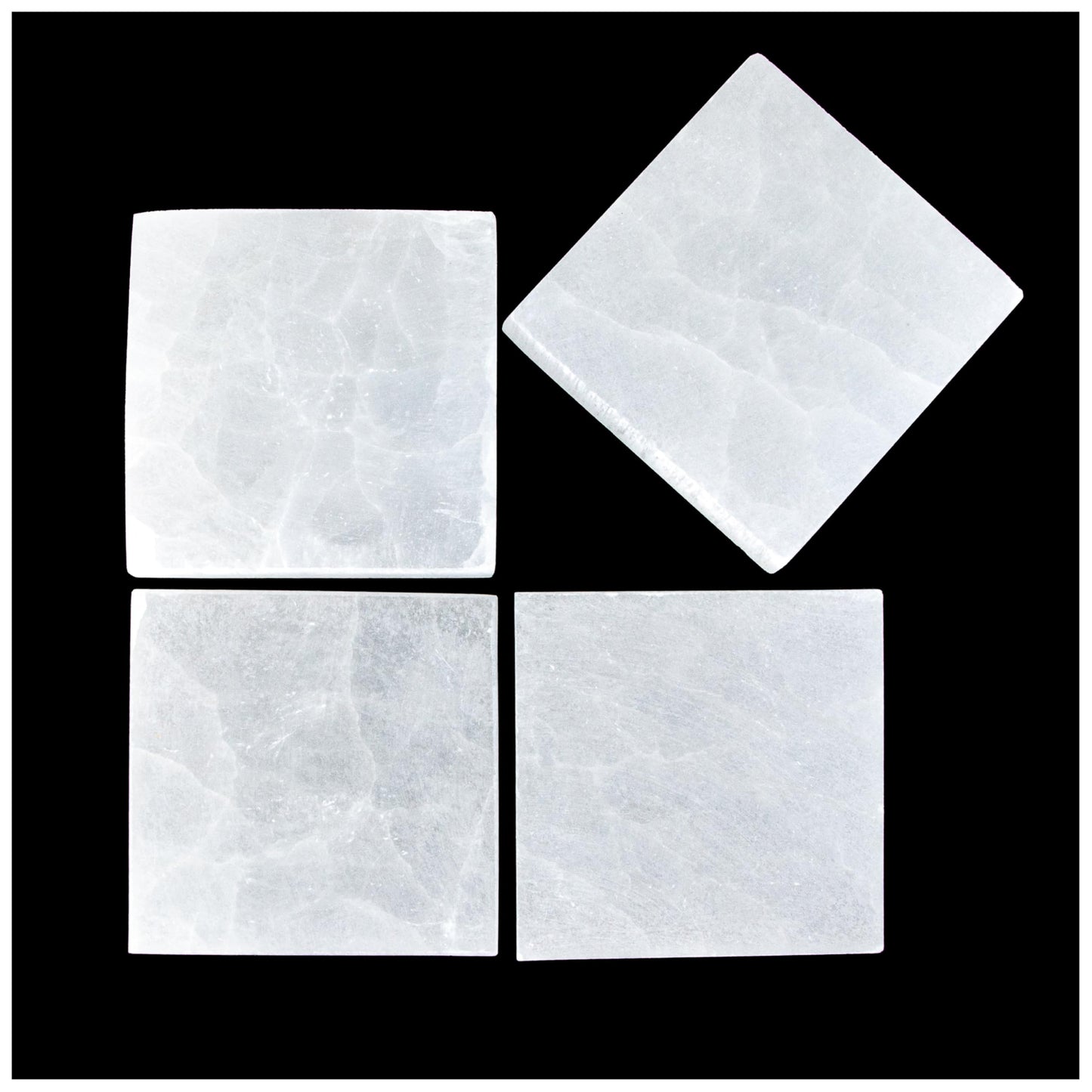 Om Zone Selenite Charging Plate for Cleansing Crystals & Healing Stones, Meditation, Reiki, Protection Crystals, Spiritual Gift (4, 3" Square)