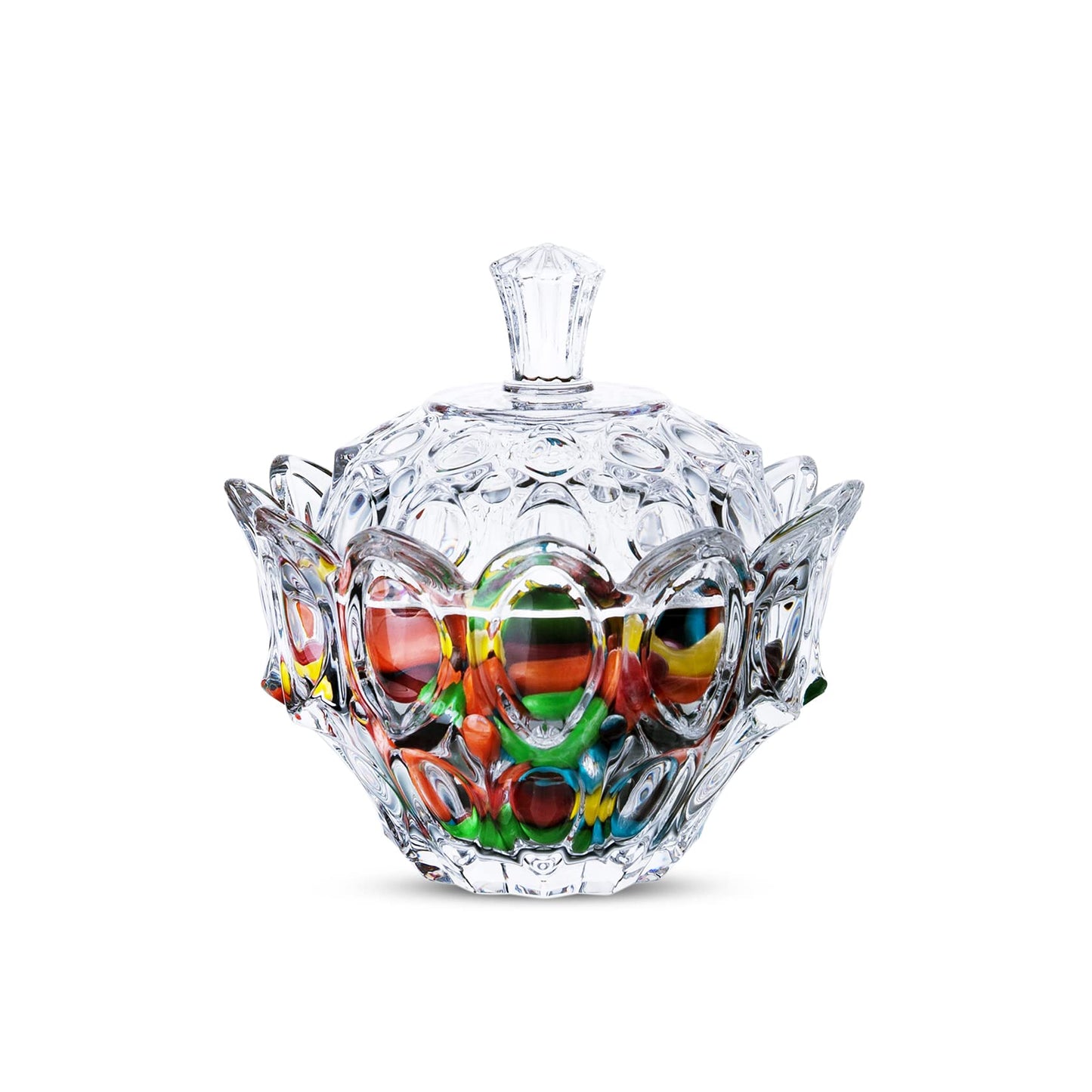 Glass Candy Dish With Lid, Crystal Clear Large Covered Bowl Cookie Jar Candy Buffet Storage Container for Home and Kitchen Office (Small. H: 4.5", D: 4.5")