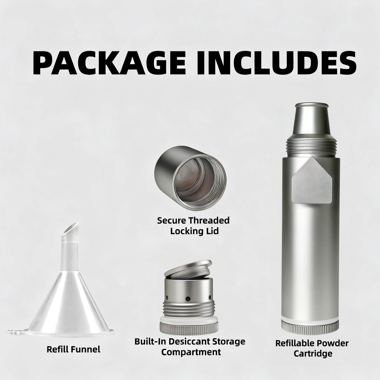 OakMsOik No-Moisture No-Leak Spice Dispenser Featuring 6-Star Dry-Seal Technology | Pocket-Sized Aluminum Container with Drying Storage Compartment