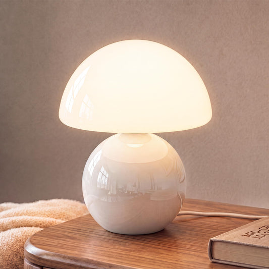 Dawnwake Mushroom Lamp Table Lamp for Bedroom,Desk Bedside Small Lamps for Living Room Night Stands,Mushroom Decor Cute Mini Modern Mid Century Lamps,Unique Aesthetic Home Living Room Decor(White)