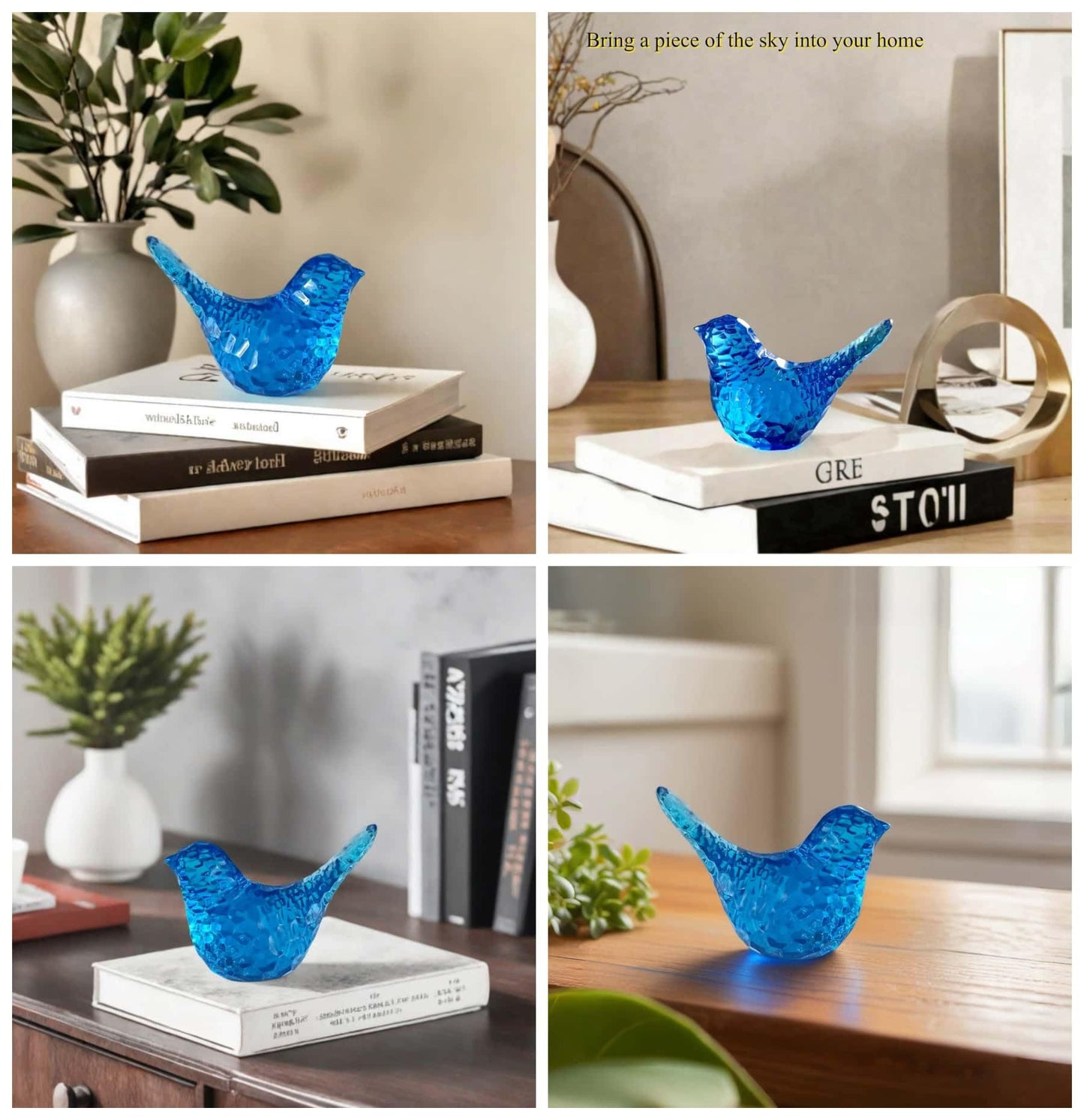 JWT Astyle Blue Bird Figurines Living Room Office Shelf Home Decor Accents,Bird Gifts for Bird Lovers Women,Knick Knacks for Shelves Bookshelf