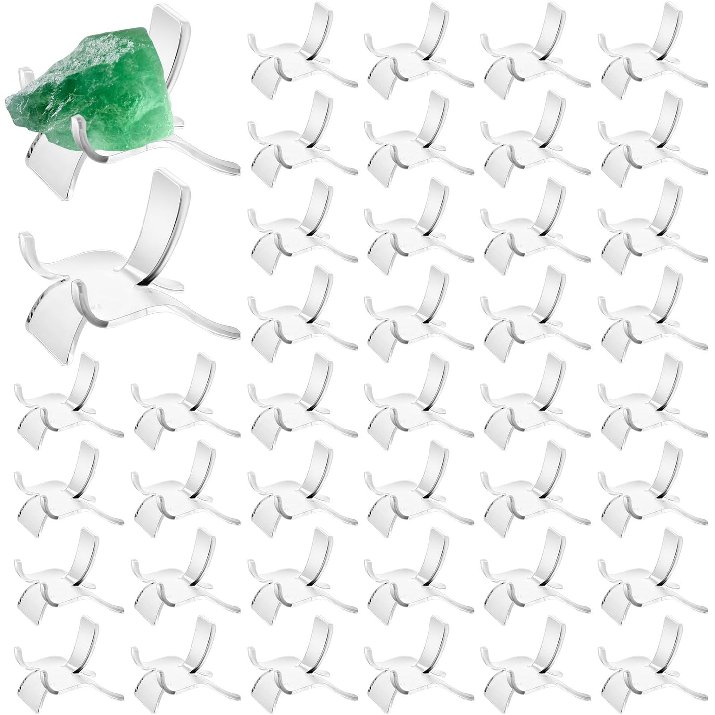 Jetec 40 Pcs Acrylic Rock Display Stand Crystal Holder Easel Stands Rock Display Stands Clear Pedestal Holders Collectibles for Geodes Mineral Agate Coral (Medium)