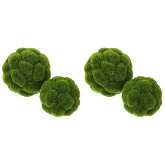 DOITOOL Green Moss Balls Decorative for Bowls - 4 Pcs Fake Moss Balls Faux Decorative Spheres for Bowl Fillers, Vase Filler, Wedding Decor, Table Arrangement, DIY Crafts (3.9" + 4.7")