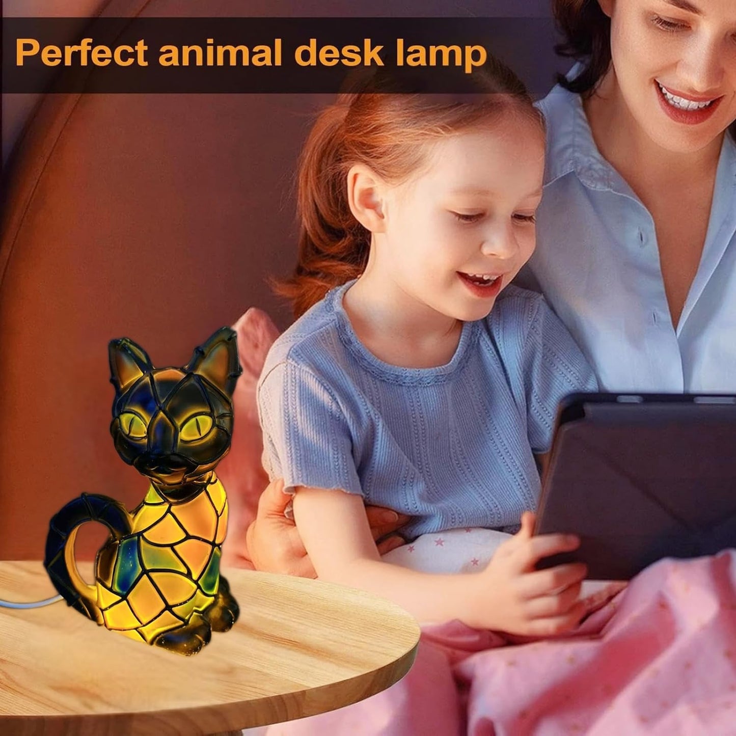 Neioaas Cat Lamp, Retro Cat Resin Table Lamp – Animal Table Lamp 3D Cute Pet LED Lights,Stylish Home Decor Lighting,Tabletop Night Light for Kids' Room & Bedroom Decor,Ideal Gift for Lovers(Cat A)