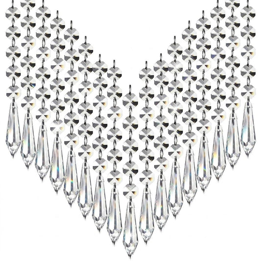 HOHIYA 30 Pack Acrylic Hanging Crystals for Centerpieces, Prism Chandelier Pendants Wedding Decorations Christmas Tree Ornaments Light Reflecting Crystal Garland for DIY Crafts & Home Decor