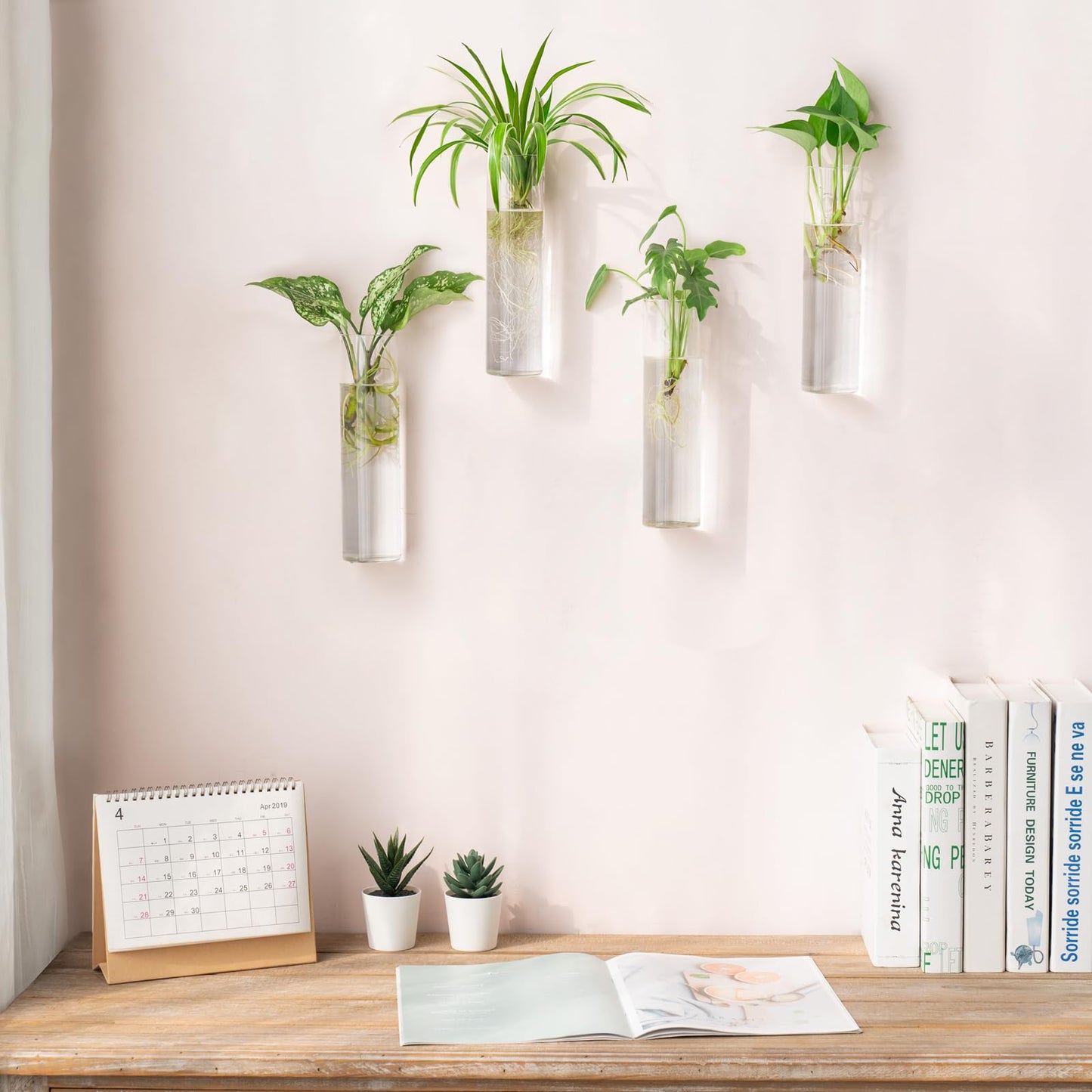 Mkono Propagation Station Wall Planter Hanging Glass Tubes Flower Vase Set